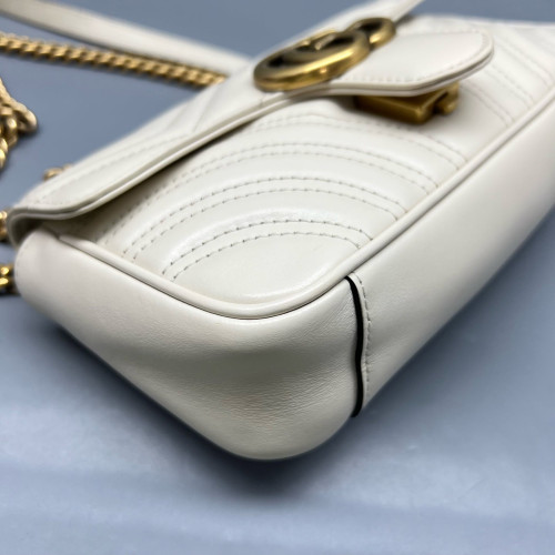 Gucci Chevron Mini GG Marmont Calfskin White