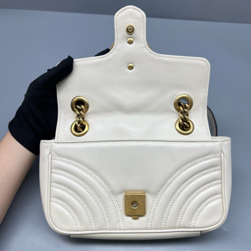 Gucci Chevron Mini GG Marmont Calfskin White