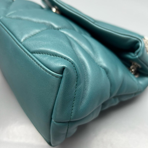 Yves Saint Laurent Small Loulou Puffer Chain Calfskin Emerald Green