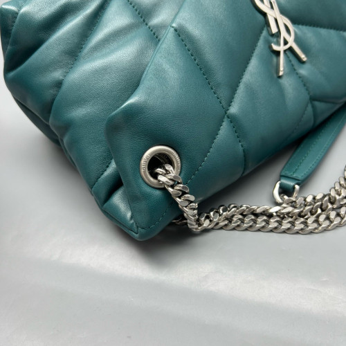 Yves Saint Laurent Small Loulou Puffer Chain Calfskin Emerald Green