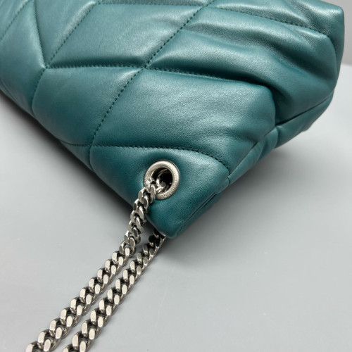 Yves Saint Laurent Small Loulou Puffer Chain Calfskin Emerald Green