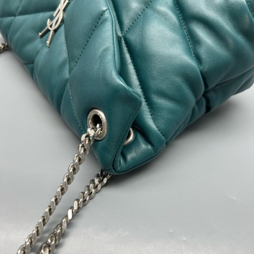Yves Saint Laurent Small Loulou Puffer Chain Calfskin Emerald Green