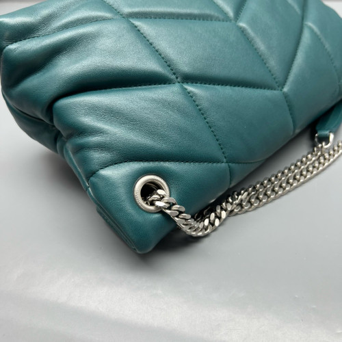 Yves Saint Laurent Small Loulou Puffer Chain Calfskin Emerald Green