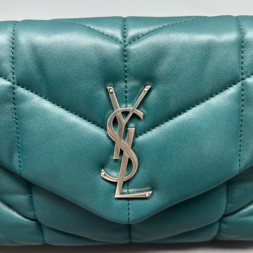 Yves Saint Laurent Small Loulou Puffer Chain Calfskin Emerald Green