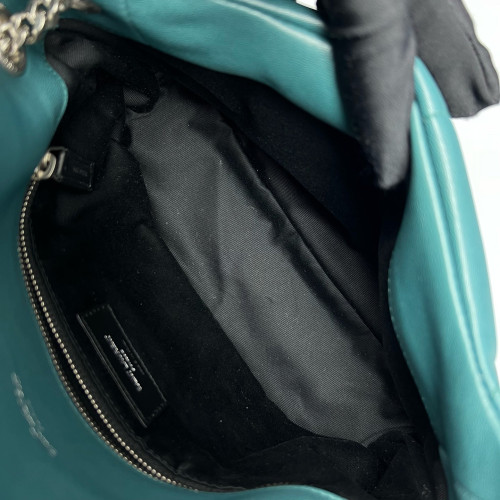 Yves Saint Laurent Small Loulou Puffer Chain Calfskin Emerald Green