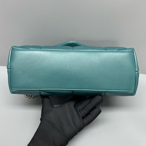 Yves Saint Laurent Small Loulou Puffer Chain Calfskin Emerald Green