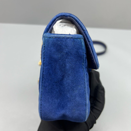 Gucci Chevron Mini GG Marmont Velvet Blue