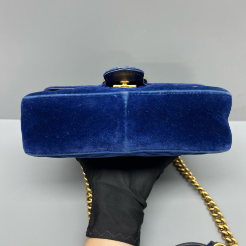 Gucci Chevron Mini GG Marmont Velvet Blue