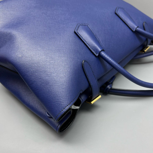 Prada Handbag Saffiano Calfskin Blue