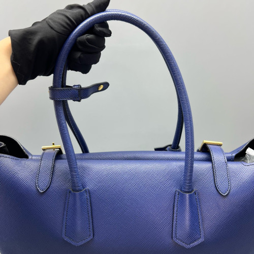 Prada Handbag Saffiano Calfskin Blue