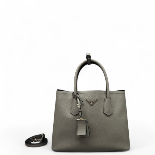 Prada Medium Double Bag Saffiano Calfskin Grey