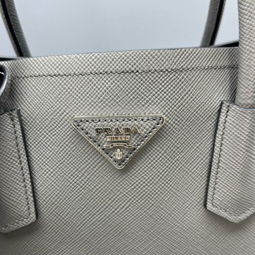 Prada Medium Double Bag Saffiano Calfskin Grey
