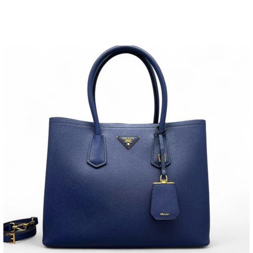 Prada Large Double Bag Saffiano Calfskin Royal Blue