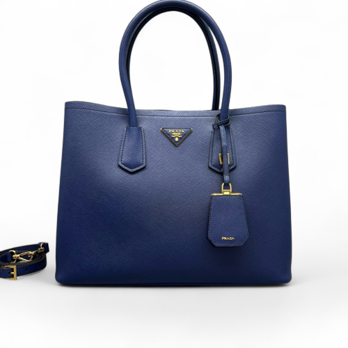 Prada Large Double Bag Saffiano Calfskin Royal Blue