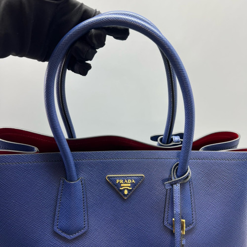 Prada Large Double Bag Saffiano Calfskin Royal Blue