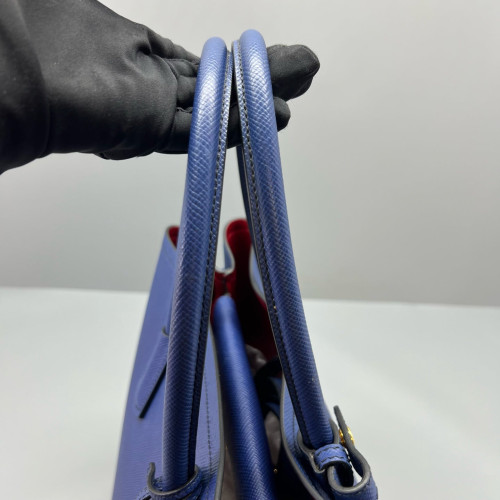 Prada Large Double Bag Saffiano Calfskin Royal Blue