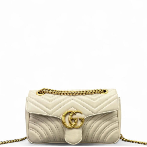 Gucci Chevron Small GG Marmont Calfskin Pale Gold