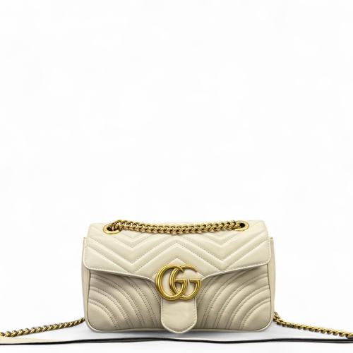 Gucci Chevron Small GG Marmont Calfskin Pale Gold