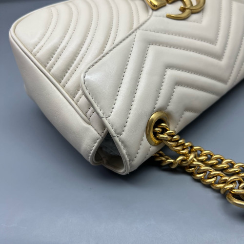 Gucci Chevron Small GG Marmont Calfskin Pale Gold