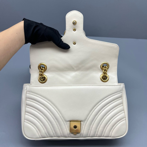 Gucci Chevron Small GG Marmont Calfskin Pale Gold