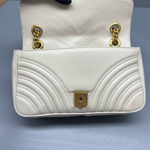 Gucci Chevron Small GG Marmont Calfskin Pale Gold