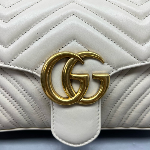 Gucci Chevron Small GG Marmont Calfskin Pale Gold