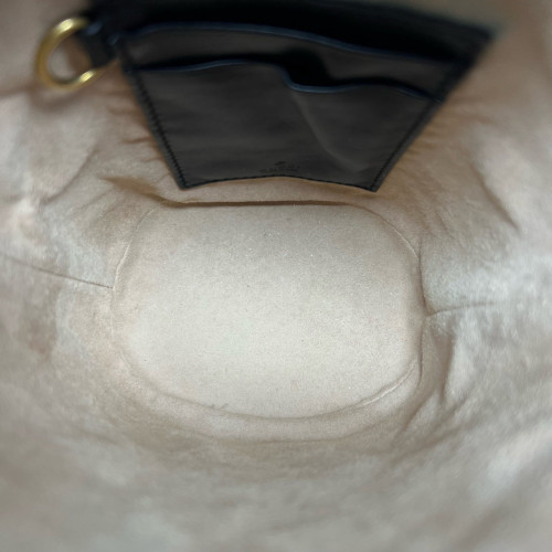 Gucci Chevron Mini GG Marmont Bucket Bag Calfskin Black