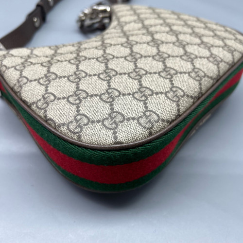 Gucci Web Shoulder Bag GG Supreme Monogram Beige Ebony