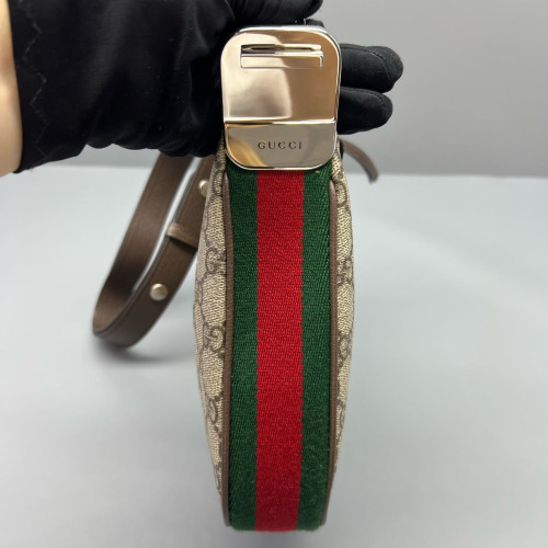Gucci Web Shoulder Bag GG Supreme Monogram Beige Ebony