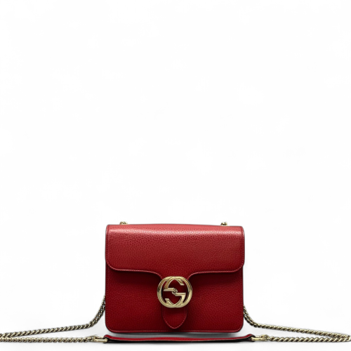 Gucci Small Interlocking G Shoulder Bag Calfskin Red