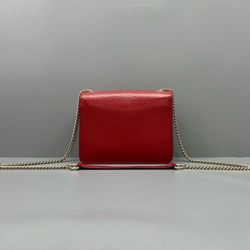 Gucci Small Interlocking G Shoulder Bag Calfskin Red