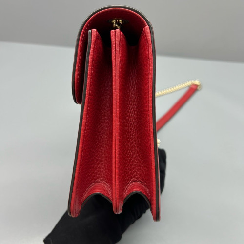 Gucci Small Interlocking G Shoulder Bag Calfskin Red