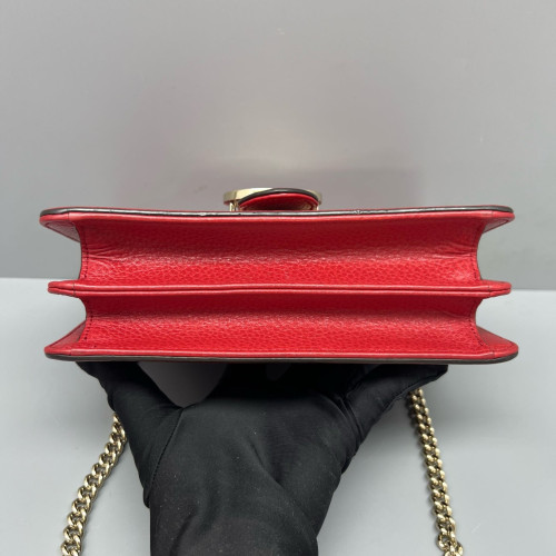 Gucci Small Interlocking G Shoulder Bag Calfskin Red