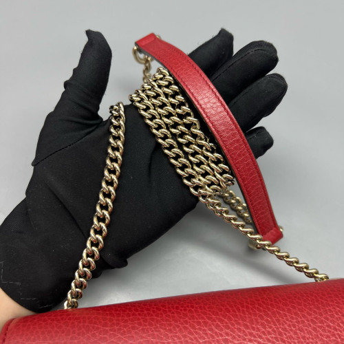 Gucci Small Interlocking G Shoulder Bag Calfskin Red