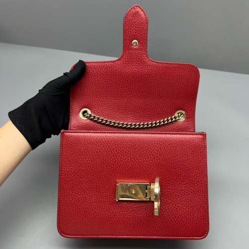Gucci Small Interlocking G Shoulder Bag Calfskin Red