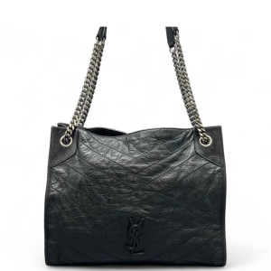 Yves Saint Laurent Medium Niki Shopping Tote Pull Up Leather Black