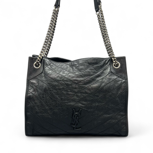 Yves Saint Laurent Medium Niki Shopping Tote Pull Up Leather Black