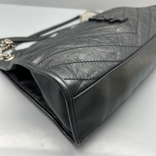 Yves Saint Laurent Medium Niki Shopping Tote Pull Up Leather Black