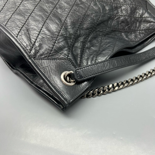 Yves Saint Laurent Medium Niki Shopping Tote Pull Up Leather Black