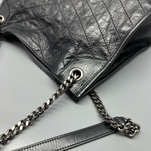 Yves Saint Laurent Medium Niki Shopping Tote Pull Up Leather Black