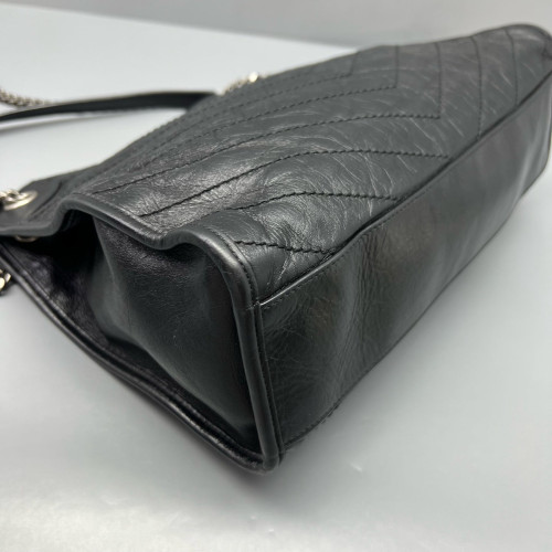 Yves Saint Laurent Medium Niki Shopping Tote Pull Up Leather Black