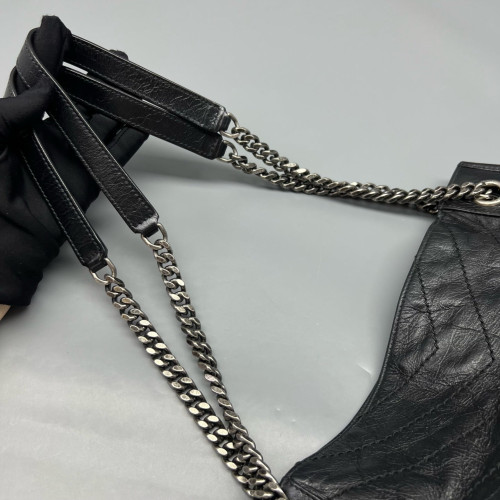 Yves Saint Laurent Medium Niki Shopping Tote Pull Up Leather Black