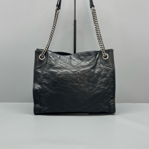 Yves Saint Laurent Medium Niki Shopping Tote Pull Up Leather Black