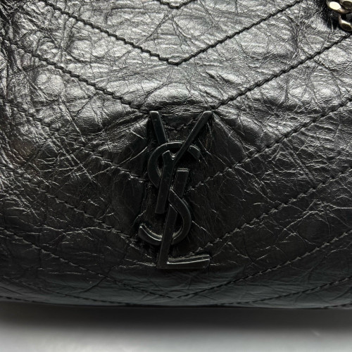 Yves Saint Laurent Medium Niki Shopping Tote Pull Up Leather Black