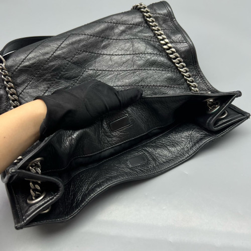 Yves Saint Laurent Medium Niki Shopping Tote Pull Up Leather Black