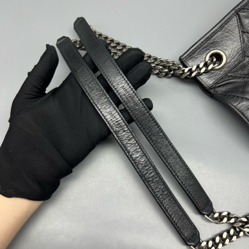 Yves Saint Laurent Medium Niki Shopping Tote Pull Up Leather Black