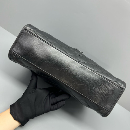 Yves Saint Laurent Medium Niki Shopping Tote Pull Up Leather Black