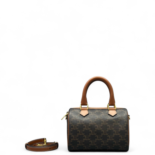 Celine Small Boston Bag Triomphe Black Brown Celine Small Boston Bag Triomphe Black Brown