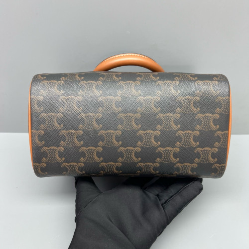 Celine Small Boston Bag Triomphe Black Brown Celine Small Boston Bag Triomphe Black Brown
