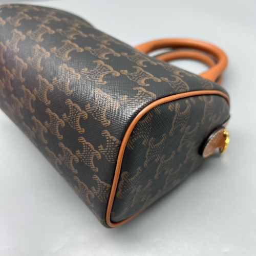 Celine Small Boston Bag Triomphe Black Brown Celine Small Boston Bag Triomphe Black Brown
